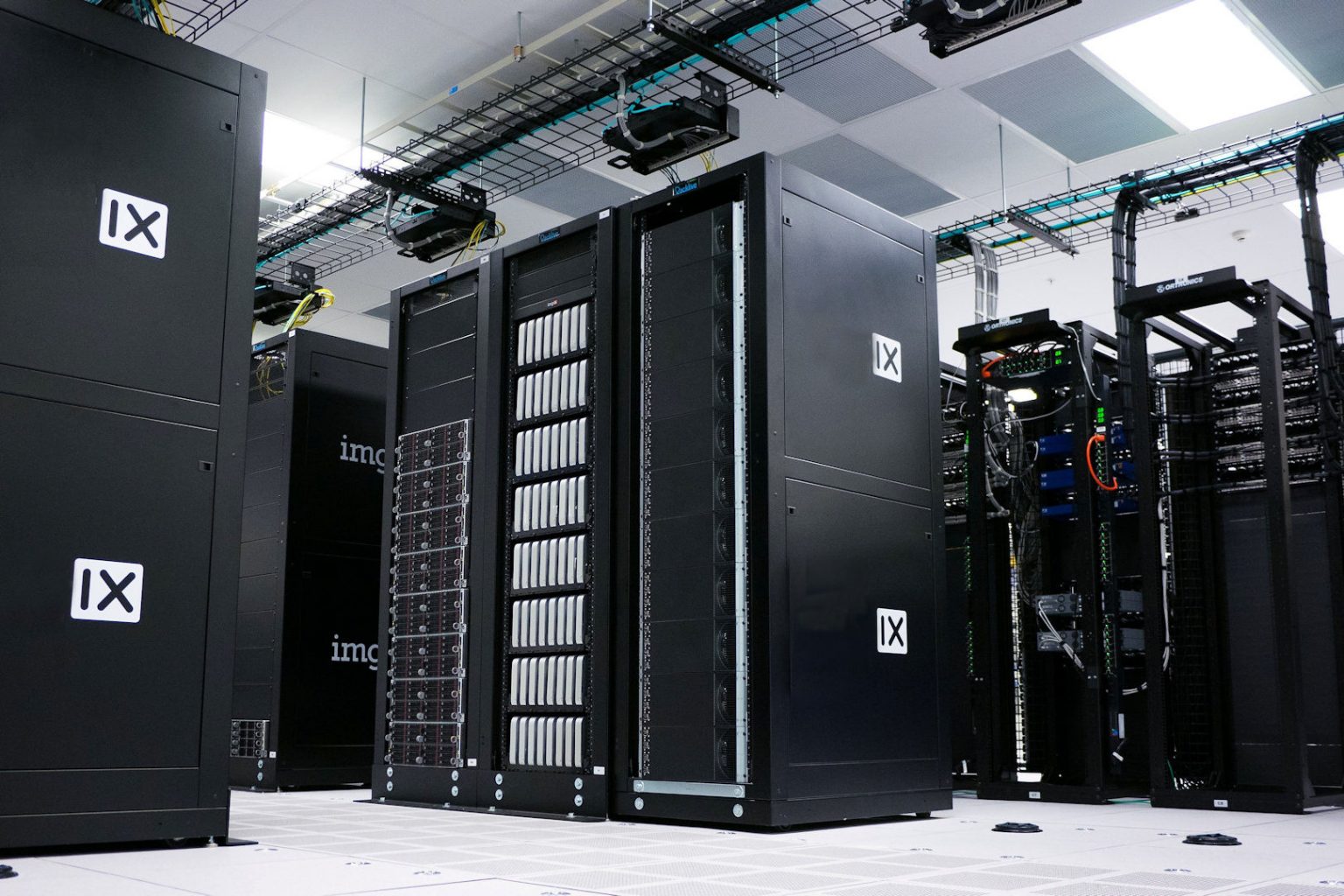 black data communications racks within data centre