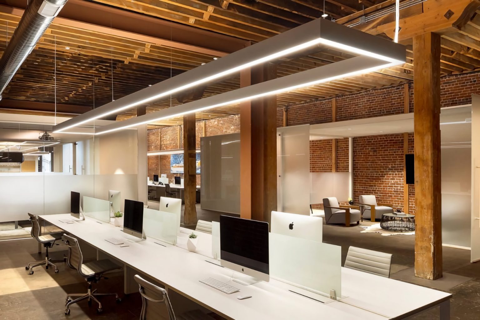 led lighting above office desk installed by micron group
